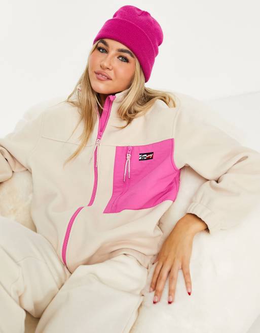 Tommy Jeans zip up fleece jacket in pink