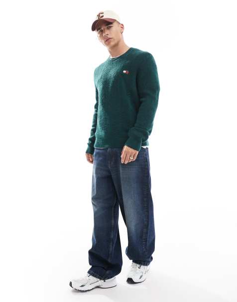 Tommy Jeans – Zopfstrickpullover in Dunkelgrün - view 1