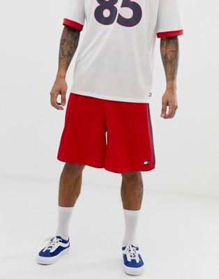 Tommy Sport - Basketball short met streep aan de zijkant in rood