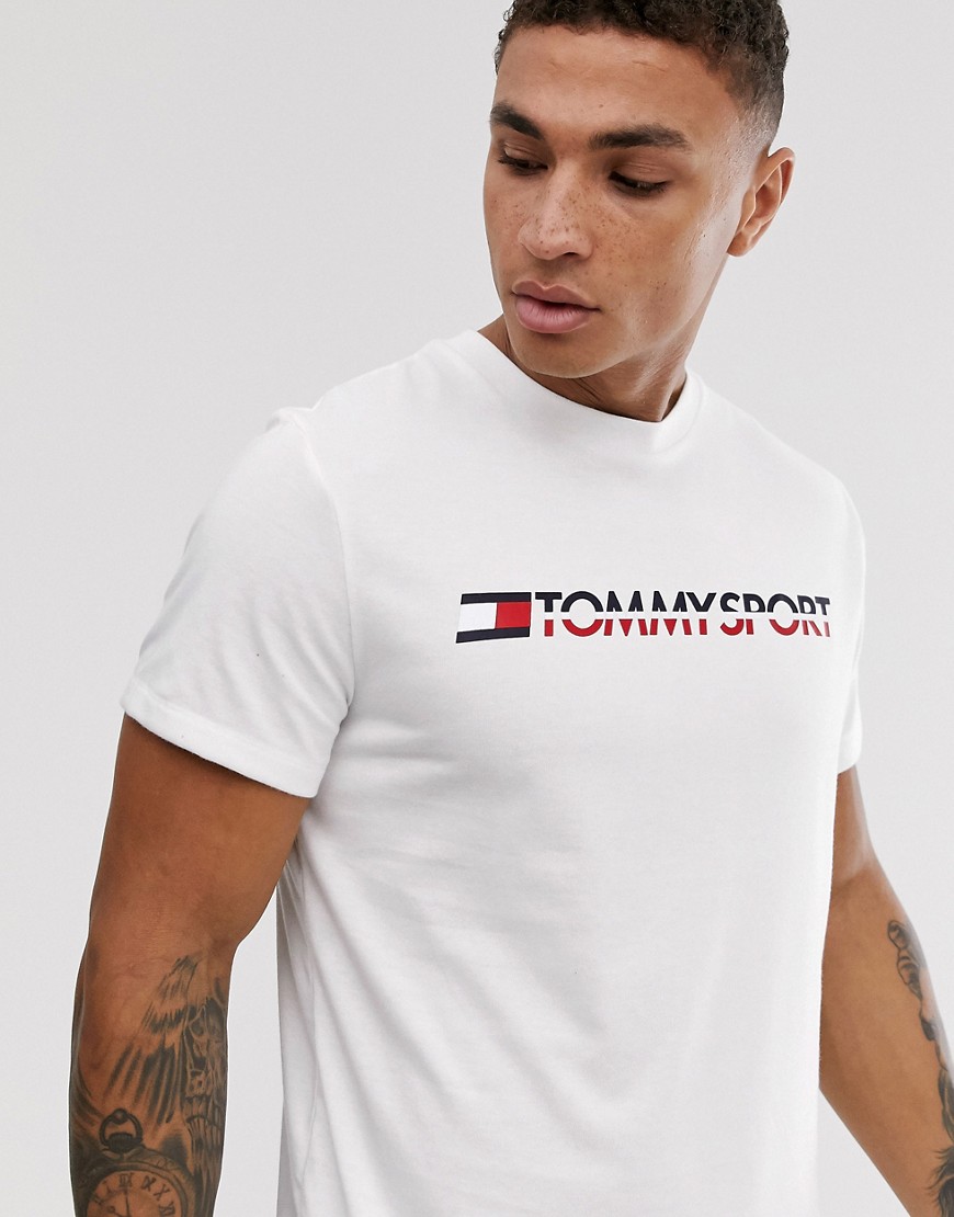 Tommy Sport chest logo t-shirt in white