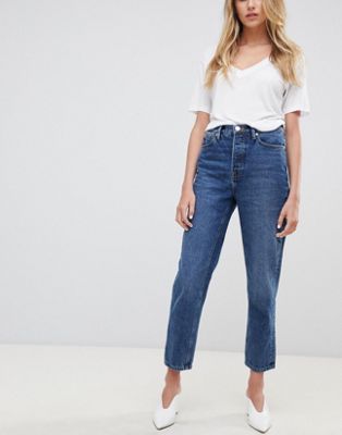 Tomorrow - Jeans met rechte pijpen en hoge taille van organisch katoen-Blauw