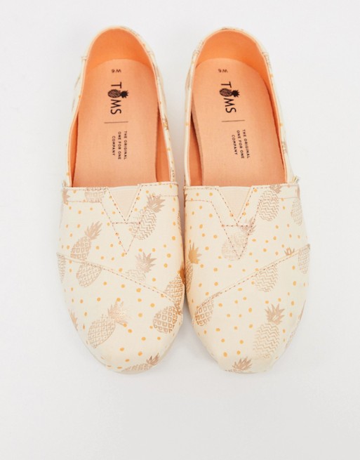 Toms alparagata canvas shoes in pineapple print
