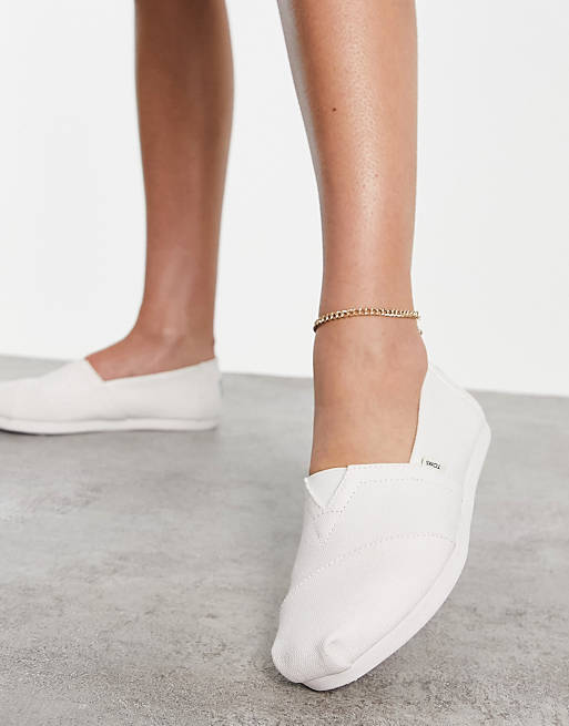 Women Flat Shoes/TOMS Alpargata earthwise vegan canvas flat shoes in white 