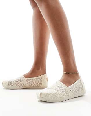 TOMS - Alpargata - Espadrilles aus Spitze in Cremeweiß