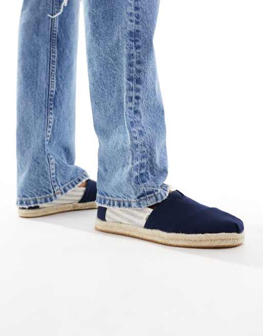 Toms Alpargata espadrilles in navy stripe ASOS