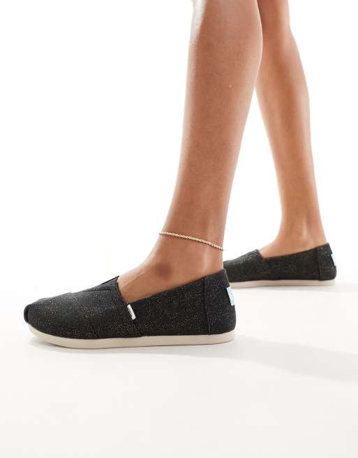 Toms – Alpargata – Espadrilles in Schwarz mit Metallic-Faden