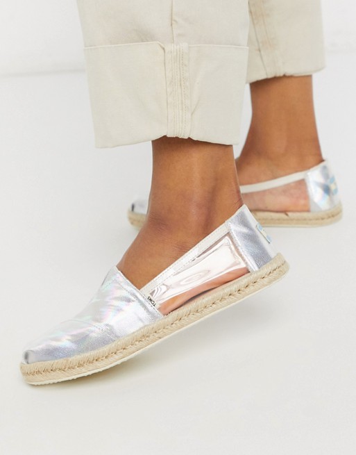 TOMS alpargata espadrilles in silver with clear