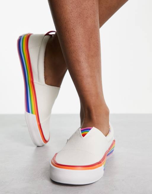 White sneakers with rainbow 2024 soles