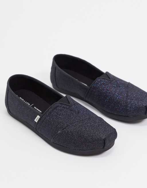 Toms womens black glitter hot sale shoes