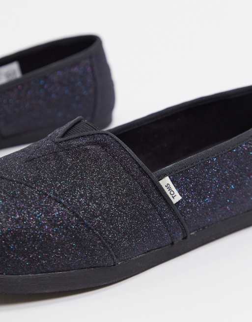 Toms black hot sale glitter shoes