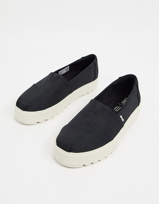 TOMS - Alpargata Lug - schoenen met plateauzool in zwart
