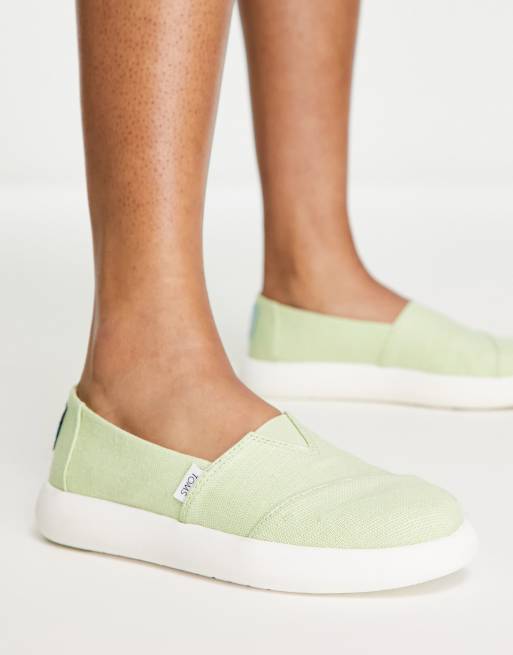 TOMS – Alpargata Mallow – Zielone buty sportowe na grubej podeszwie