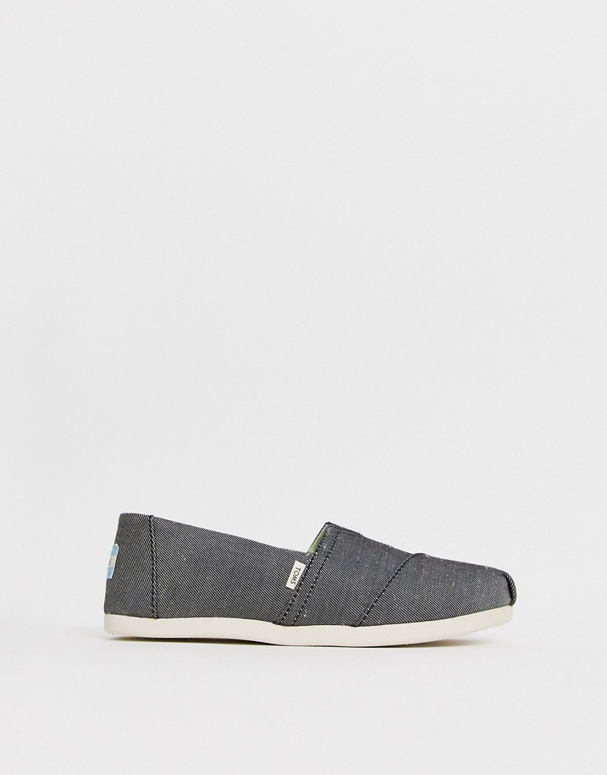 TOMS Alpargata recycled flat slip on shoes in washed black