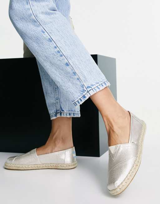 Silver flat sale espadrilles