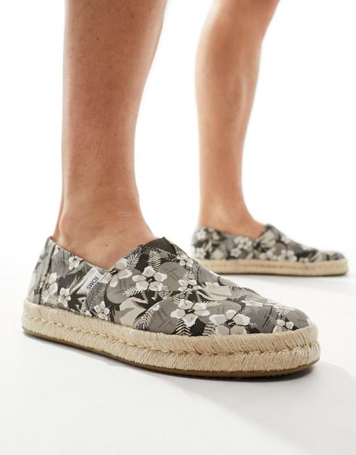 Toms – Alpargata – Seil-Sandalen in Natur mit tropischem Print