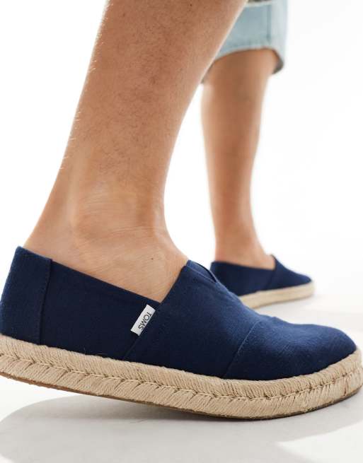 Toms Alpargata slip on shoe rope in navy ASOS