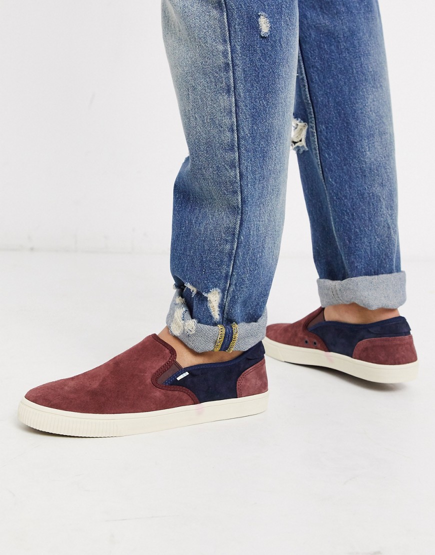Toms - Baja - Sneakers senza lacci in camoscio bordeaux-Rosso