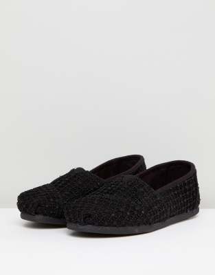 toms black crochet lace shoes