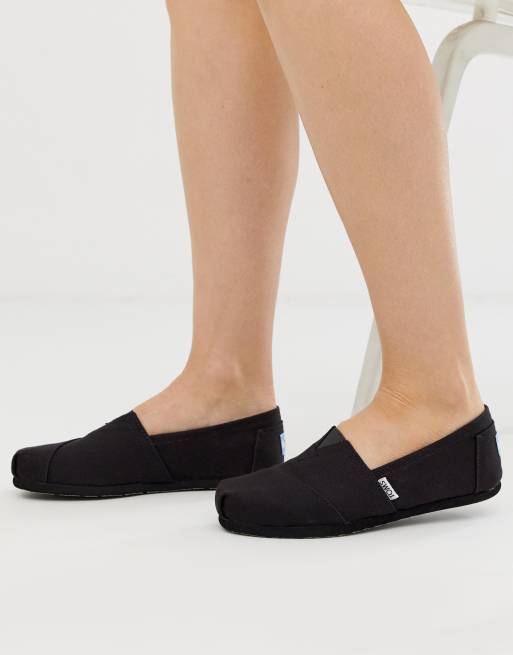 Toms black cheap canvas shoes