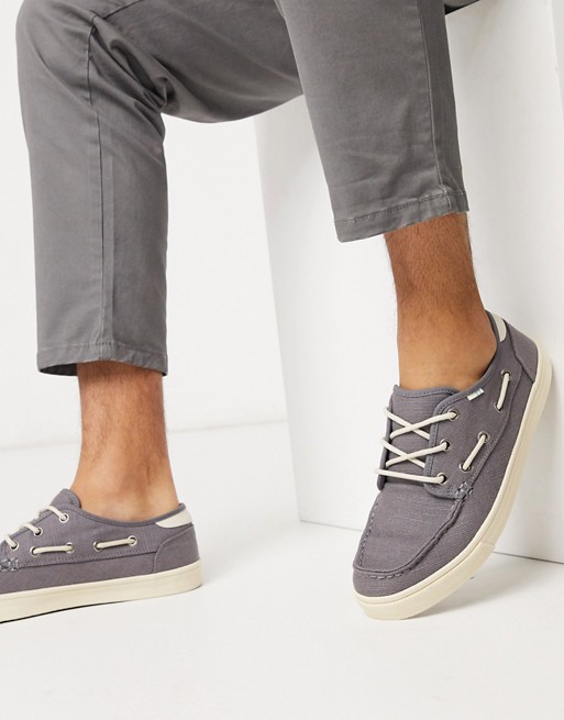 TOMS boat shoes in grey canvas
