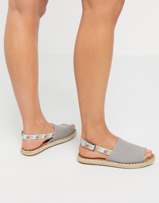 TOMS clara sling back espadrille sandals in grey