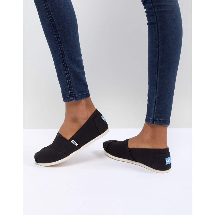 TOMS classic canvas flat shoes in black