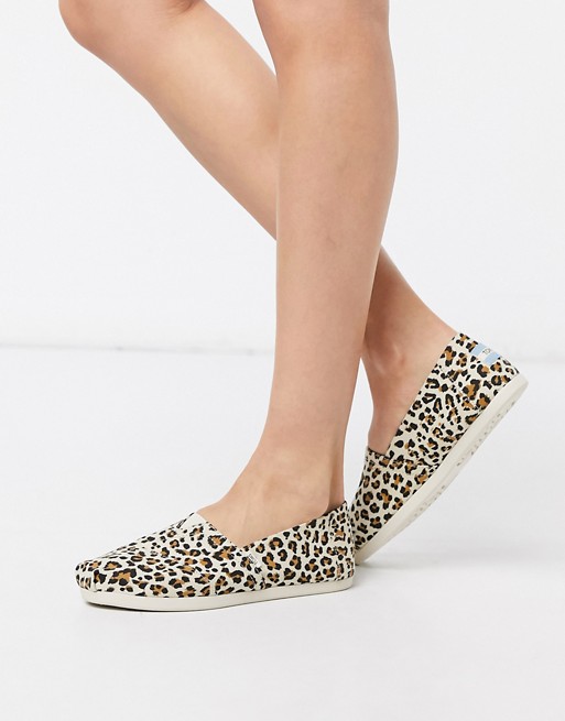 TOMS Alpargata vegan flat shoes in leopard