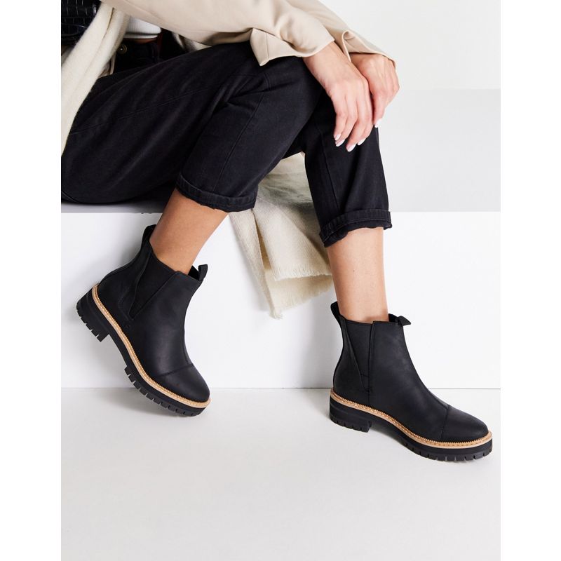 Stivali Scarpe TOMS Dakota - Stivaletti Chelsea impermeabili in pelle nera senza lacci
