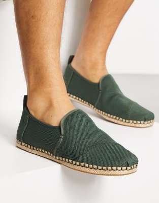 TOMS – Deconstructed Alpargata – Zielone espadryle z plecioną podeszwą