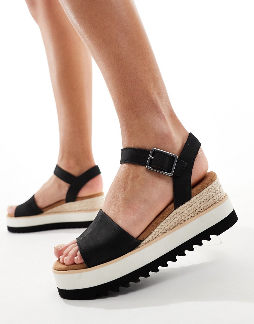 Toms Diana sandals in black with black sole