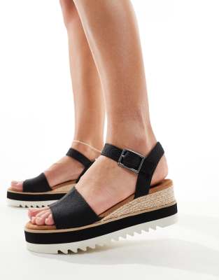 Toms Diana sandals in black with white sole