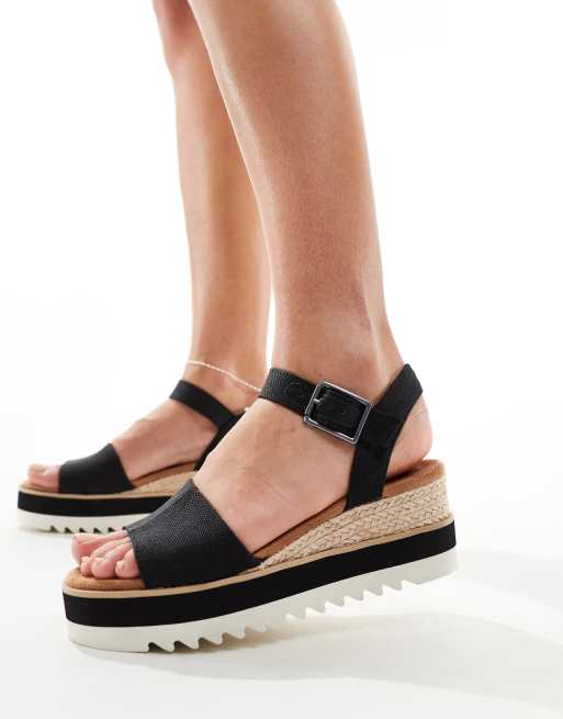 Toms Diana sandals in black with white sole 