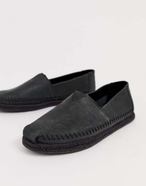 Toms black leather store espadrilles