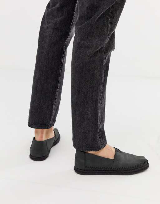 Toms black clearance leather espadrilles