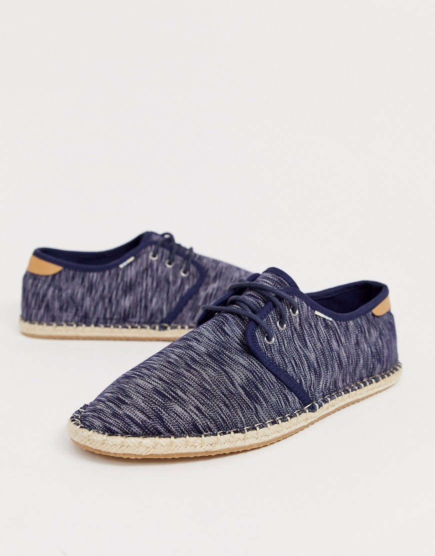 TOMS - Espadrilles stringate in chambray blu