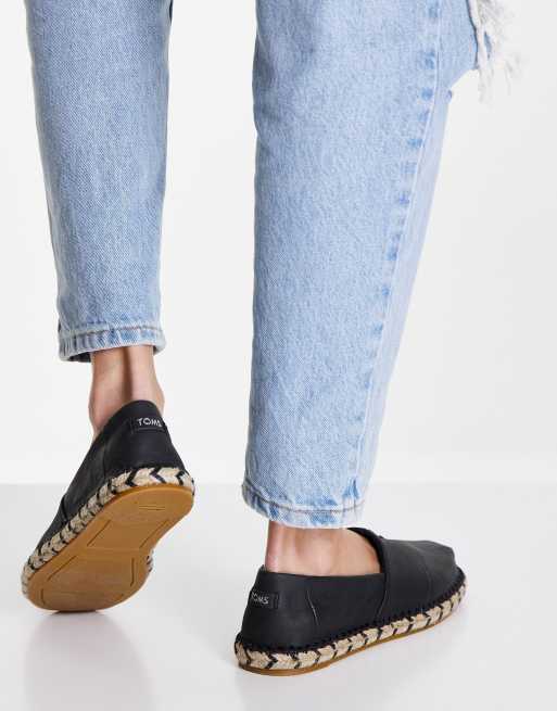 Toms black leather store espadrilles