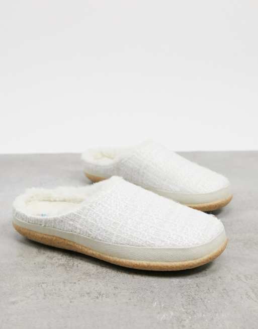 TOMS Ivy Chaussons en maille doublure duveteuse Blanc