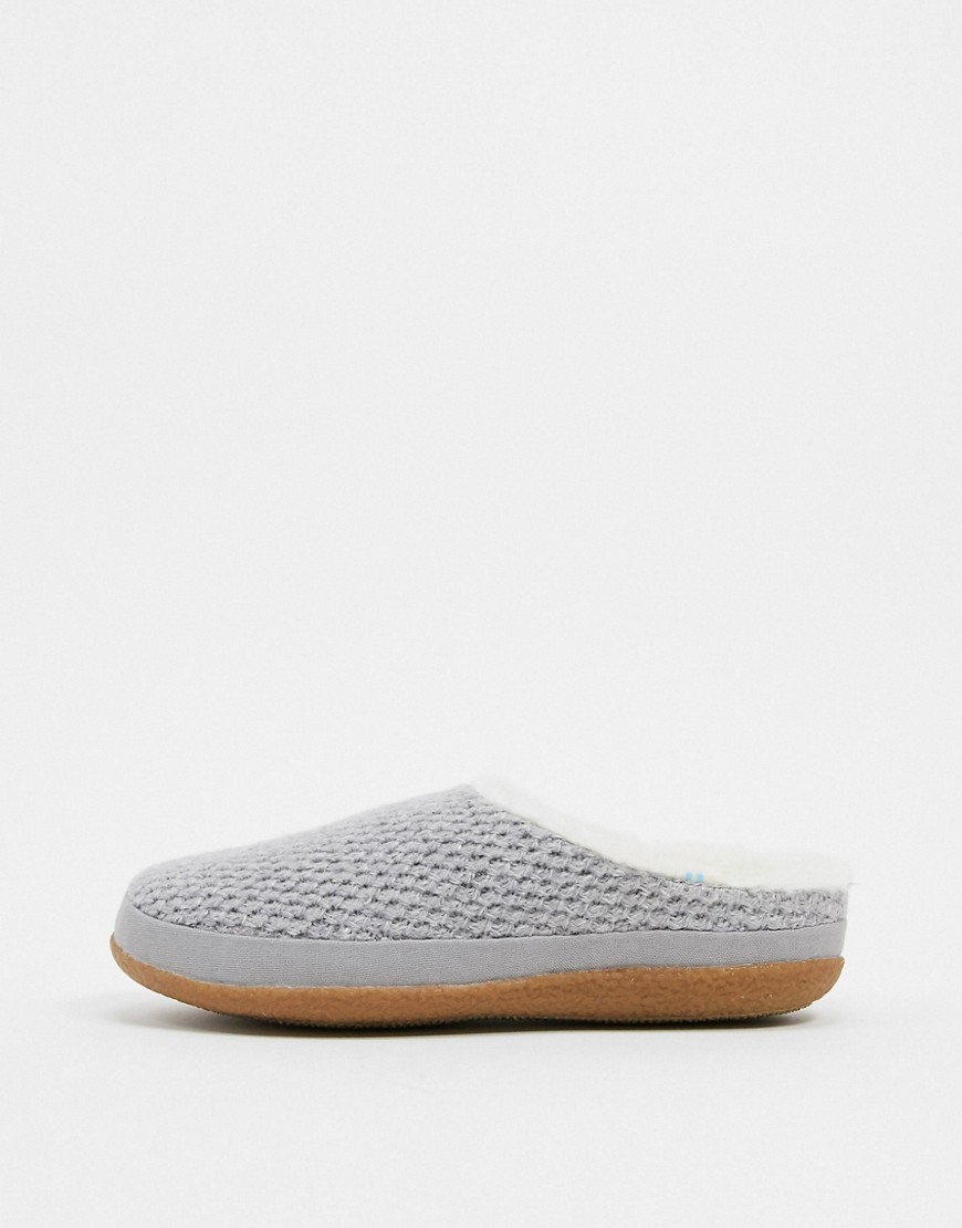TOMS Ivy knit fluffy lined slippers in gray-Grey
