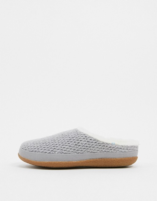 TOMS Ivy knitted fluffy lined slippers in grey