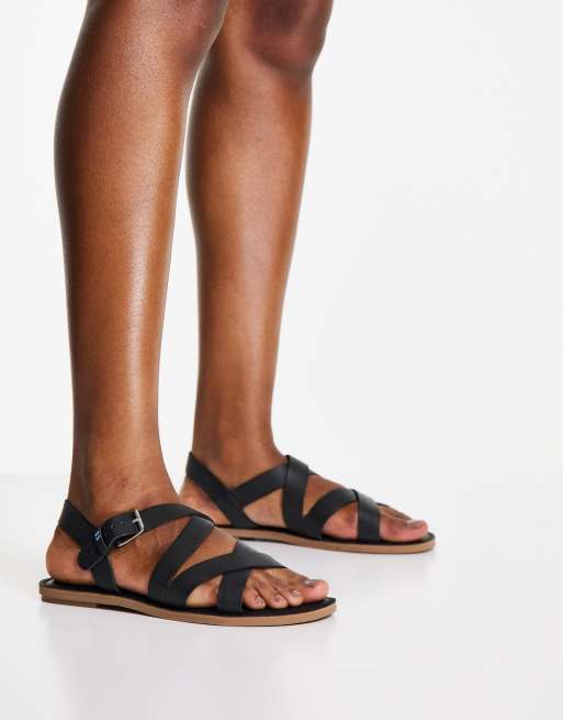 TOMS - Sicily - Flade sandaler med stropper i sort læder