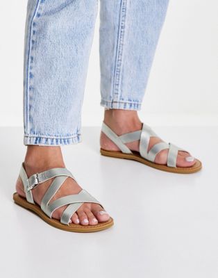 Toms sicily flat sandals in silver