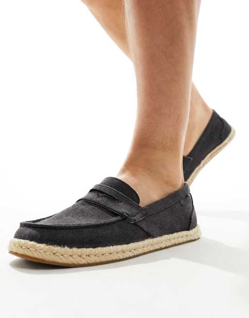 Toms - Stanford - Espadrilles met touwzool in zwart met wassing