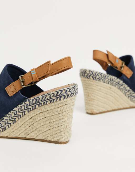 Toms – Tropez – Marinblå sandaler med kilklack, 2 av 4
