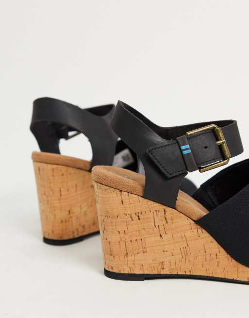 Toms black wedge on sale sandal