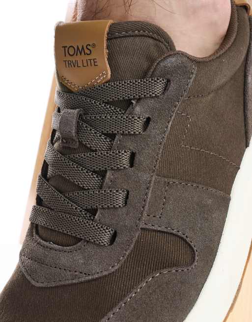 Toms Trvl lite retro trainer in olive, 2 of 4