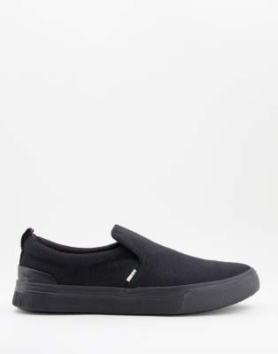 Toms trvl lite slip on plimsolls in black