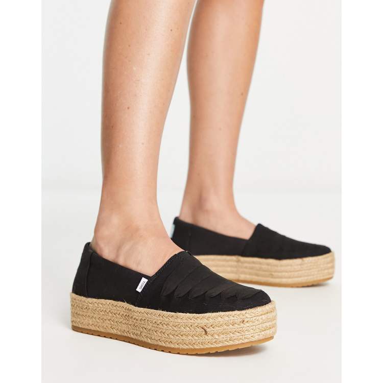 Toms valencia flatform espadrilles in black ASOS