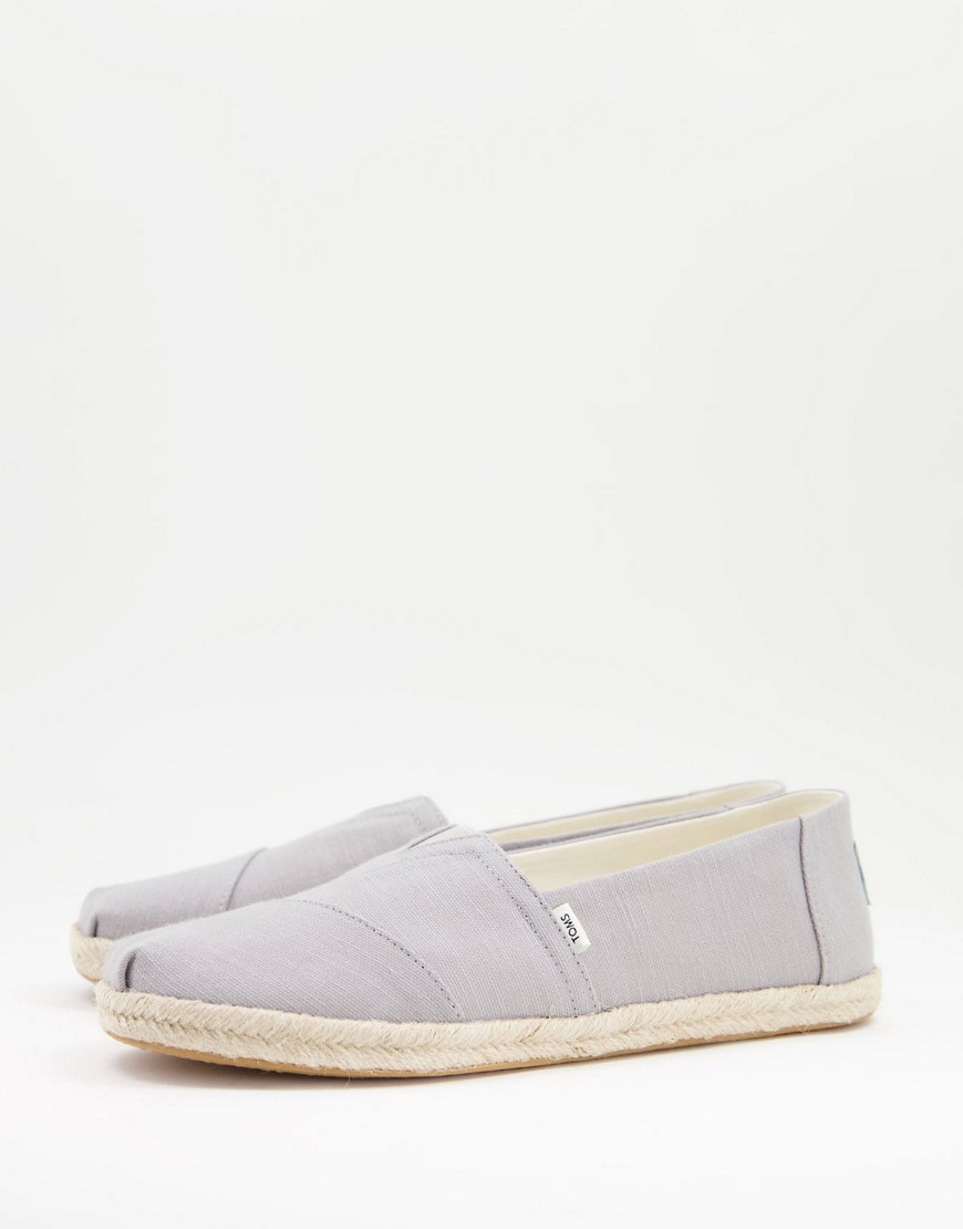 Toms vegan Alpargata slip ons in grey with rope sole