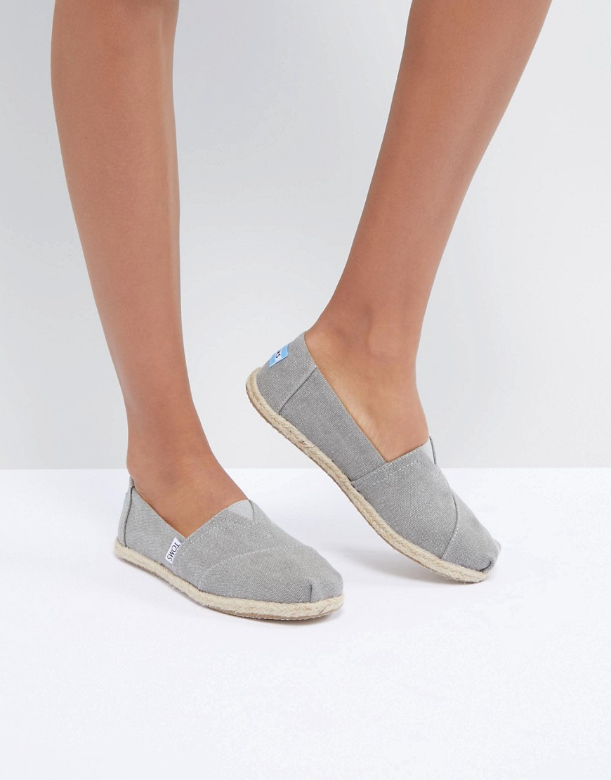 TOMS vegan canvas role sole espadrilles in drizzle gray-Grey