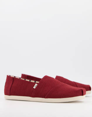 TOMS VEGAN FRIENDLY ALPARGATA SLIP ONS IN CHERRY-RED